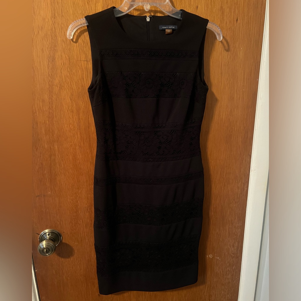 Tommy Hilfiger Lace Print Black Dress Sz 2
